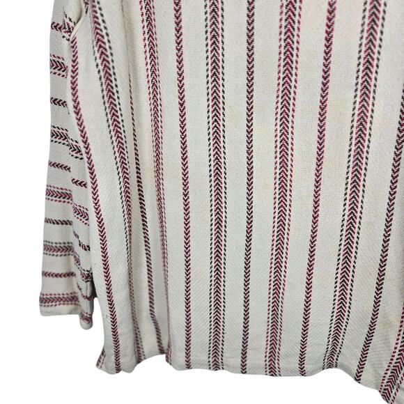 Territory Ahead Hoodie Mens Large Surf Hippie Baja Pullover Striped Cream Red - Picture 10 of 12